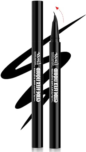 Erinde Schwarz Eyeliner, mit 18° Gebogener Präzisionsspitze, Wasserfest & Wischfest Eye Liner, Hochpigmentiert, Schnelltrocknend und Langanhaltend, Geschmeidige Linien, Anfängerfreundlich, Vegane