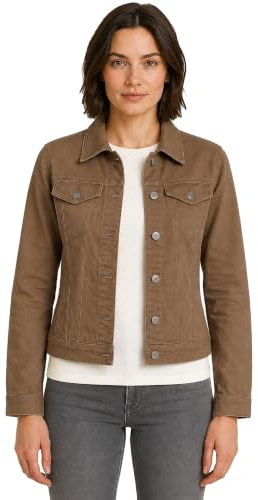 AMARA REYA Women's Stretch Cotton Lightweight Casual Denim Jacket | Long Sleeve Button Fasten Classic Collar Multi-Pocket
