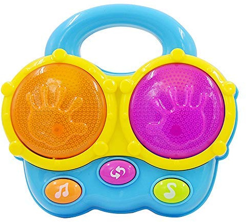 WEofferwhatYOUwant Bongos Musicales Bebé – Juguete Educativo con Sonidos Realistas, Efectos de Luz y Canciones Infantiles | Portátil, Seguro, con Proyector para Dormir | Desde 6 Meses