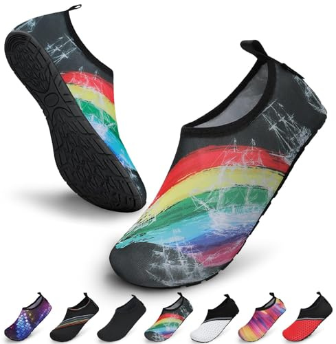SAGUARO Escarpines Hombre Mujer para Buceo Snorkel Surf Natación Piscina Vela Mares Rocas Río Zapatos para Agua Calzado Playa Zapatillas Deportes Acuáticos(Multicolore, 44/45 EU)