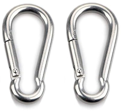 HOMPER 2pcs M8 Carabiner Hook - Heavy Duty 304 Stainless Steel Snap Hook, Carabiner Keychain Clips for Outdoor, Camping, Hiking