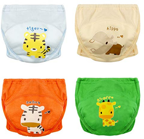 Fandecie Reusable Training Pants Toddlers Underpants Baby Boys/Grils Underwear Potty Training Pants, 1-3 Years, 4 Pack