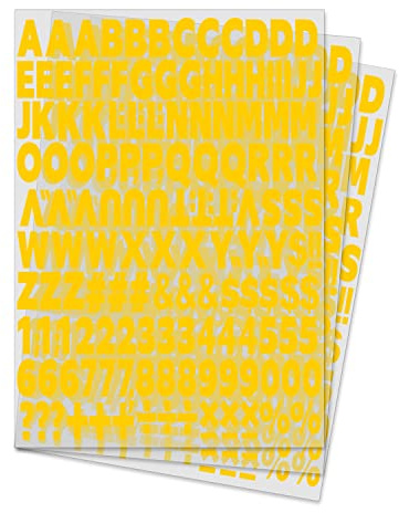 504 letras y números de transferencia de calor de 1 pulgada para planchar, números de alfabetos, tela, impresión de eslogan, decoración de manualidades (5 colores opcionales) (amarillo)