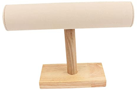 Harilla Soporte para Exhibición, Barra de Almacenamiento Relojes de de Madera Pulseras Collares Brazaletes de Cadena Bandeja Colgante Vitrina, Beige Grande, Otros