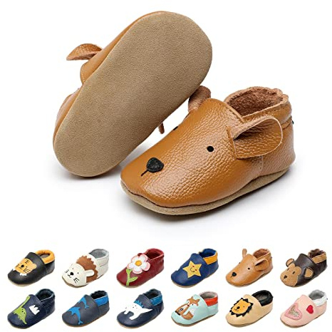 EDOTON Scarpe Neonata Scarpine Primi Passi Morbida de Bambina Scarpe da Bambino in Scamosciata pelle Cartone Animato 0 a 24 Mesi