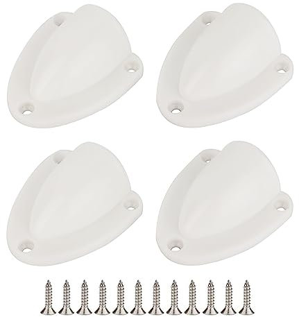 Grekywin Set di 4 coperture per prese d'aria per cavi marini, in nylon bianco, a conchiglia per bocchette di ventilazione, accessori per barche e yacht (57 x 63 mm)