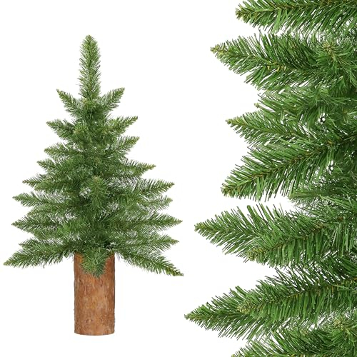 SPRINGOS Albero di Natale artificiale abete verde con tronco vero 90 cm