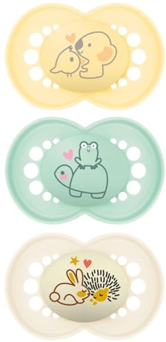 MAM | Original Schnuller Beige 18+ Monate (3 Stück) zufällige Farbauswahl - Symmetrischer Sauger aus ultraweichem Silikon - anatomisch geformter Babyschnuller für eine optimale Mundentwicklung