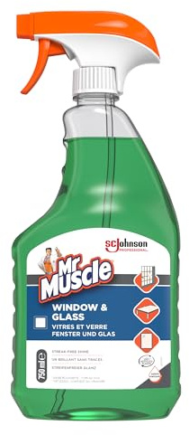 SC Johnson Professional Mr Muscle Fenster‑ & Glasreiniger – Streifenfreier Glanz – Mit Essig – Ammoniakfrei – Spray – Für gewerbliche Anwendung