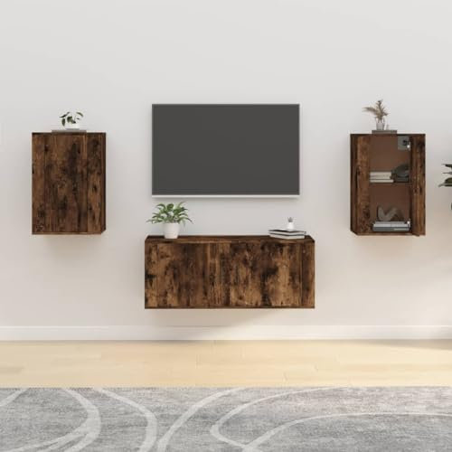 LVHUIDEH 2 TV-Schränke mit Fächer, Maximale Belastbarkeit 60 kg, TV Lowboard, TV Board hängend, TV-Hängemöbel, Modernen Hängeschrank, Wohnwand, Wandunterhaltungscenter, 40 x 34,5 x 60 cm