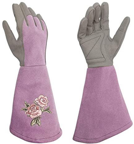 PBDEIOEOE Guantes,guantes de soldadura, Jardinería Resistente a la prueba Plantación Guantelete Trabajo en el jardín Poda de rosas for la poda de rosas Arbustos espinosos Cactus(Purple,L)