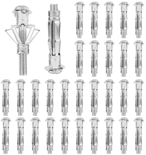 30 Piezas Tacos de Expansión Metálicos, M6 x 52 mm Tacos Metalicos de Expansion, Acero Zincado Tarugo Metalico de Expansion, para Placas de Yeso Cuerpo Hueco