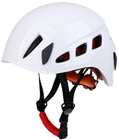sporful Casco da arrampicata per adulti e bambini, con fodera in EPS per Rappelling, alpinismo, speleologia, regolabile, ventilato, bianco