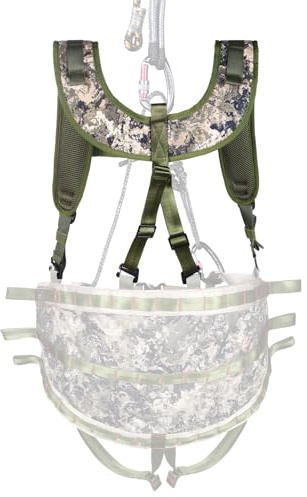 UIIHUNT Tree Saddle Suspenders, Modular Yoke Support System with Universal Molle Kit, Hunting Saddle Shoulder Strap Fits All Tree Saddles with Molle Loops, Saddle Hunting Accessories