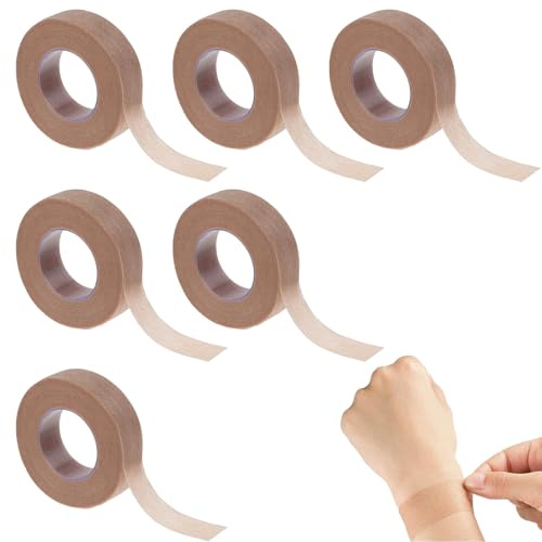 Micropore Lot de 6 rouleaux de ruban adhésif pour le nez, 1,25 cm x 9,14 m, hypoallergénique, respirant et imperméable (couleur chair)
