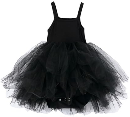 0 18M Body tutú para bebé niña, vestido pelele para bebé niña, vestido para niña pequeña, falda lisa, conjuntos de vacaciones, pijama de forro polar para niños, Negro , 12-18 meses