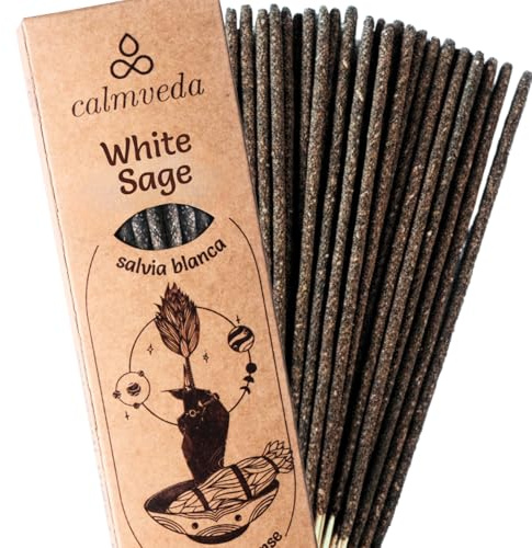 Organic White Sage Smudge Sticks - with Real Leaves 24+ Thick Sage Sticks | California White Sage Leaves crushed & used, 2x Thick Handrolled easy use 9 inch stick, Protection Incense for daily smudging