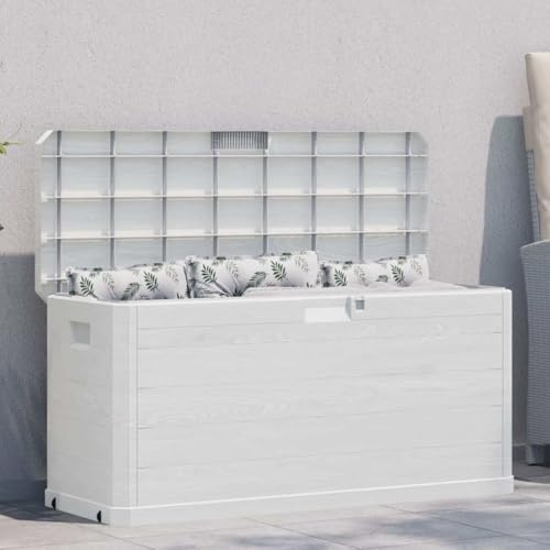 Frdhee Scatola Di Ponte, Panca Contenitore Baule da Giardino 280 L Grigio Chiaro Per Balcone Anteriore Portico Patio Cortile Posteriore