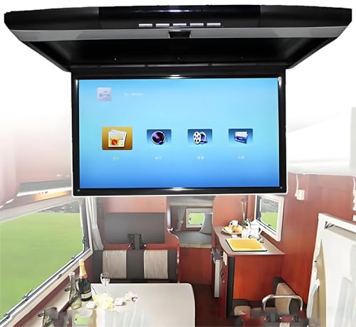 HuanEssentric 17,3 Zoll Klappbarer Auto Autovideoplayer,1080p HD Digital TV,LCD Fernseher,mit HDMI,USB,Sd,Ir,Fm,Unterstützt Videoformate Mp4,MPG, Rm für Auto Bus Black