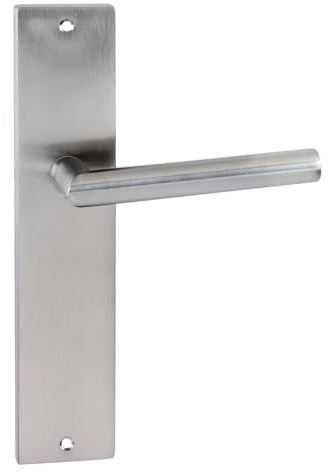 Manilla de Puerta con Placa Rectangular de Acero Inoxidable Modelo 503 - Juego de Manillas para Puertas Interiores y Exteriores, Diseño Moderno y Alta Resistencia para Hogar y Oficina