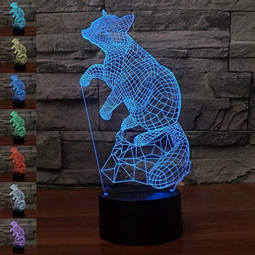 HPBN8 Ltd 3D Fuchs Optical Illusions Nacht Licht LED Lampen Tolle 7 Farbwechsel Berühren Tabelle Schreibtisch USB-Kabel für Kinder Schlafzimmer Geburtstagsgeschenke Geschenk