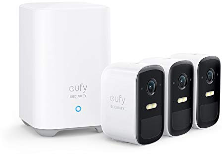 eufy Security, eufyCam 2C 3-Cam Kit, Security Camera Wireless Outdoor, Home Security System, HomeKit Compatibility, 1080p HD, IP67, Night Vision, Motion Only Alert, No Monthly Fee