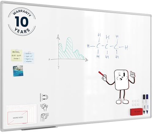 ALLboards Magnetic Whiteboard 150x100cm with Silver Aluminium Frame Premium EXPO, White Board Wipe Board Dry Erase Wall Mounted Office Board School Classroom Kids Board Noticeboard