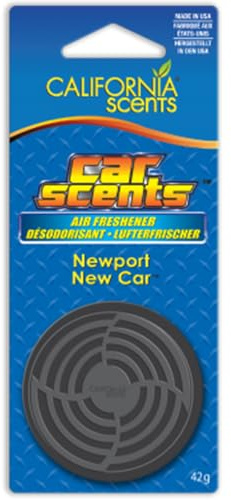 California Scents - Ambientador de Coche con Fragancia, Olor y Esencias a Newport New Car, Olor a Aroma de Coche Nuevo, Azul, 42 Gramos