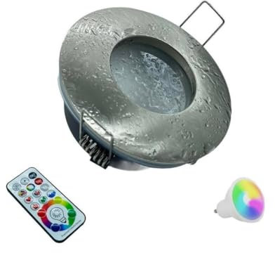 TrAdE Shop Traesio - FARETTO A LED da Incasso per Bagno Box Doccia Lampada RGBW 10W GU10 CROMOTERAPIA - 32067 - Cromo Satinato
