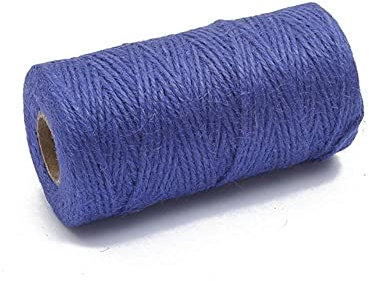 WEDSA Cordón de Yute de arpillera de arpillera Natural de 100 M, Cuerda de cáñamo, Cuerdas de Embalaje de Regalo, Suministros para Fiestas y Eventos navideños, decoración, Azul Real