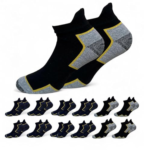 Lucchetti Socks Milano Calze da Lavoro Estive Uomo Corte Fantasmini Uomo Cotone Calzini Corti alla Caviglia Traspiranti e Rinforzati Soletta in Spugna (12 Paia, 39-42)