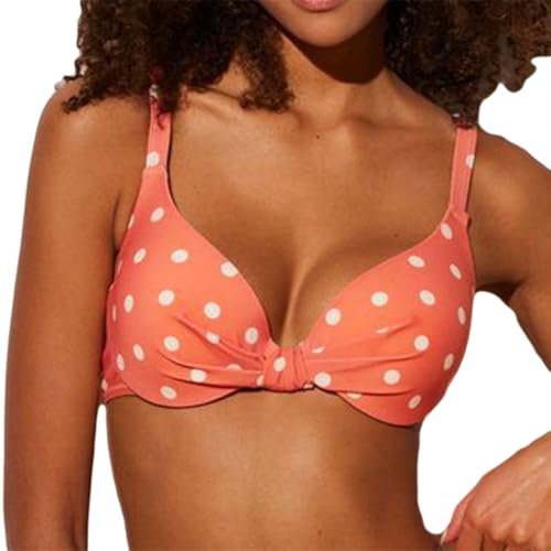 YSABEL MORA 82287-C - Top Bikini Copa C Lunares Mujer Color: Coral Talla: 100