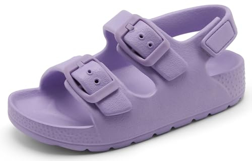 INMINPIN Toddler Boys Girls Buckle Sandals Comfort Open Toe Sandal with Adjustable Back Strap, Purple, 8 Toddler