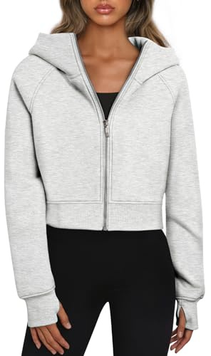 Trendy Queen Felpe Y2k con Cappuccio da Donna con Zip, Abbigliamento Autunnale in Pile, Casual, Comodo, Top, Abbigliamento Invernale., Grigio, Large