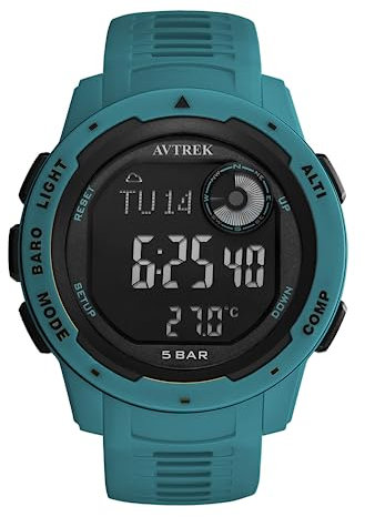AVTREK Reloj deportivo digital para adolescentes con altímetro y barómetro, reloj para exteriores, reloj deportivo impermeable para militares y militares (azul)