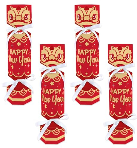Big Dot of Happiness Lunar New Year - No Snap Party Table Favors - DIY Cracker Boxes - Set of 12