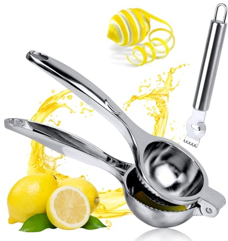 JOPHEK Spremiagrumi Manuale, Spremiagrumi Limone Manuale, Spremiagrumi Limone Lime Manuale in Acciaio Inox, Grattugia per la Scorza di Limone, 7 cm di Diametro Spremi Limone per Cucina, Ristorante