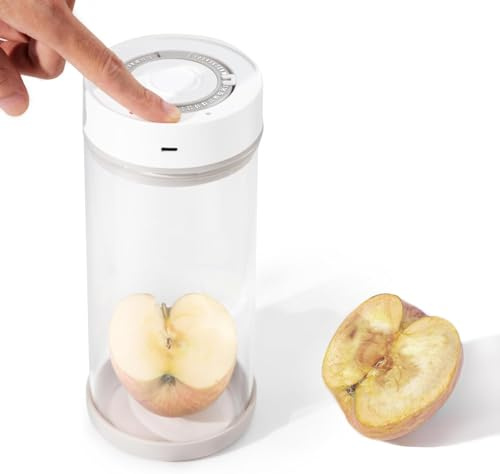 Minidiva Smart Vacuum Container, Automatic Electric Airtight Glass Jar for Food Coffee Storage Meal Prep (White-1350ml-1)