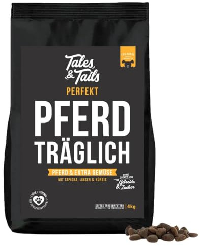 Tales & Tails Cibo secco semi-umido per cani, senza cereali, una fonte di proteine animali, alta accettazione e tollerabilità (4 kg (confezione da 1), cavallo)