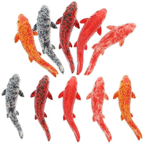 Alipis Artificial Koi Fish: 10PCS Realistic Resin Miniature Goldfish Figurines - Simulated Floating Koi - Fake Fish for Aquarium Pond Ornaments Dollhouse Toys Garden Decor Accessories