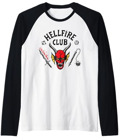 Stranger Things Hellfire Logo Raglan Baseball Tee