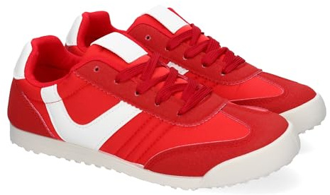 89514 Zapatilla Deportiva Casual para Mujer con Diseno Moderno y Detalles de Colores Que aseguran Estilo y Confort, Cierre de Cordoneras, Ideales para el Dia a Dia. Rojo Talla 40