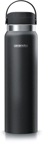 arendo Stainless Steel Water Bottle, Insulated Water Bottle 1L, BPA Free, Metal Water Bottle 1000ml, Drink flask 12h Cold 6h Warm, Drinking Bottle Ideal for Adult, Kids, Cycling, Gym, Yoga