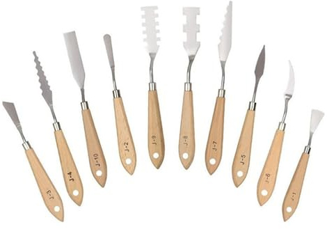 Lot de 10 spatules de peinture - Grattoir - Accessoires pour palette à huile - Pour mélanger l'art
