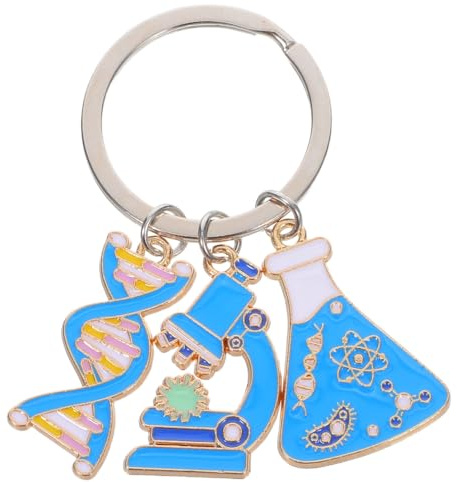 BESPORTBLE Porte-CléS Scientifique Microscope MéTallique 2.28X1.10X0.08In Accessoire Mignon Pour Enseignants Technologues Laboratoire DéCoration Sac À Main
