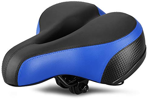 VOANZO Bike Seat Bicycle Saddle, Soft Wide Bike Saddle Bicycle Seat Cushion for MTB Road Gel Comfort Hybrid Cyclists - blue