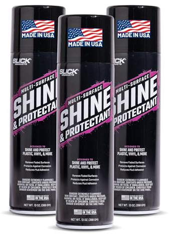 Slick Products Shine & Protectant Spray 17.35 FL OZ. - High Gloss Clear Coating Renew Vinyl, Plastic, Rubber, Trim, Tire, Car, Truck, Motorcycle, Dirt Bike (3-Pack)
