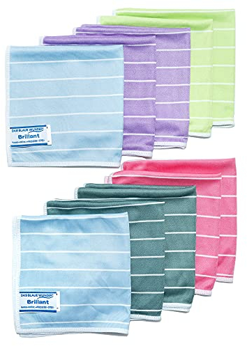 Das blaue Wunder Brillant Brillenputztuch bunt 30 x 30 cm 10er-Sparset, Streifenfrei, Fusselfrei, Bambus Reinigungstuch für Haushalt und Brillen