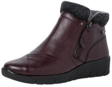 Jana Damen Stiefeletten mit Absatz aus Kunstleder Keilabsatz Weite H Mehrweite, Braun (Granata Comb 1), 38 EU