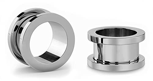 JEWEL BARREL Lot de 2 écarteurs d'oreille en acier chirurgical - 1,6 mm - 20 mm - Argenté, noir, or rose, bleu arc-en-ciel